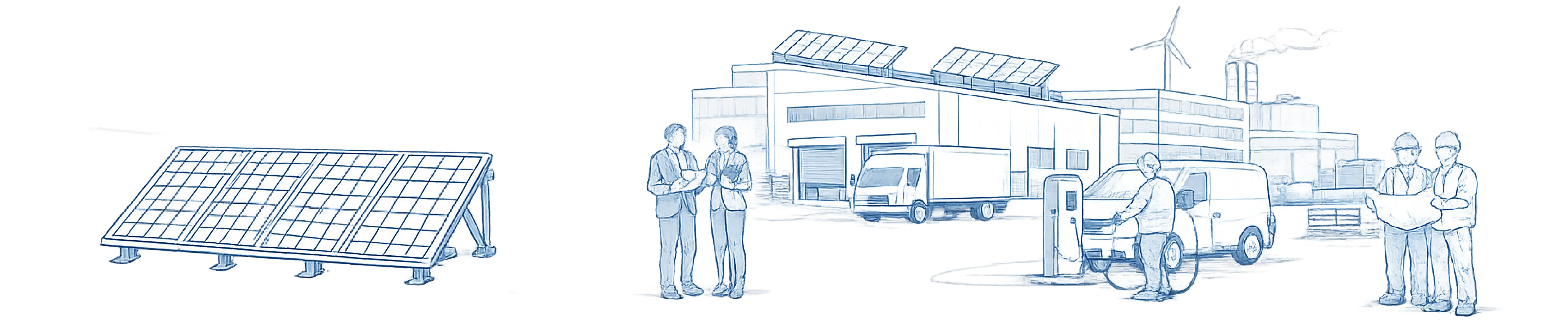 Commercial solar panel installation illustration