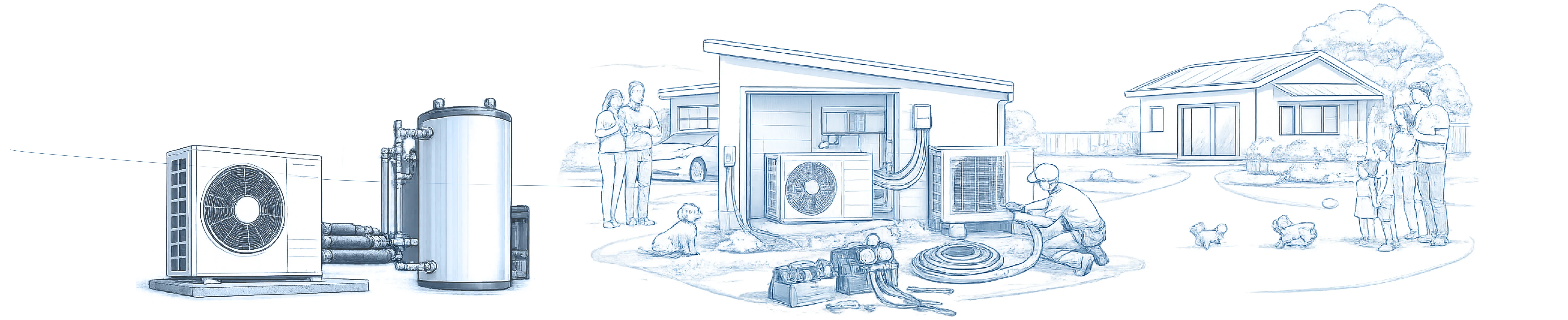 Heat pump hot water system illustration