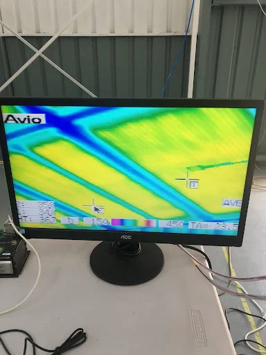 Thermal imaging results displayed on monitor