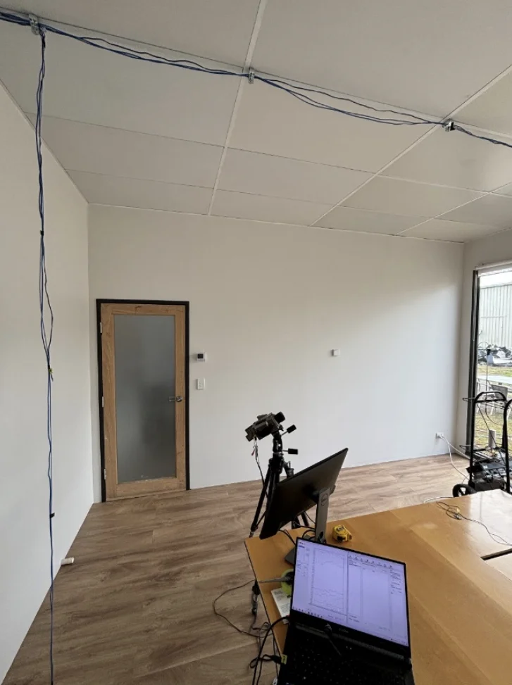 Finished interior of the TESTCELL showing completed ceiling, walls and instrumented workspace