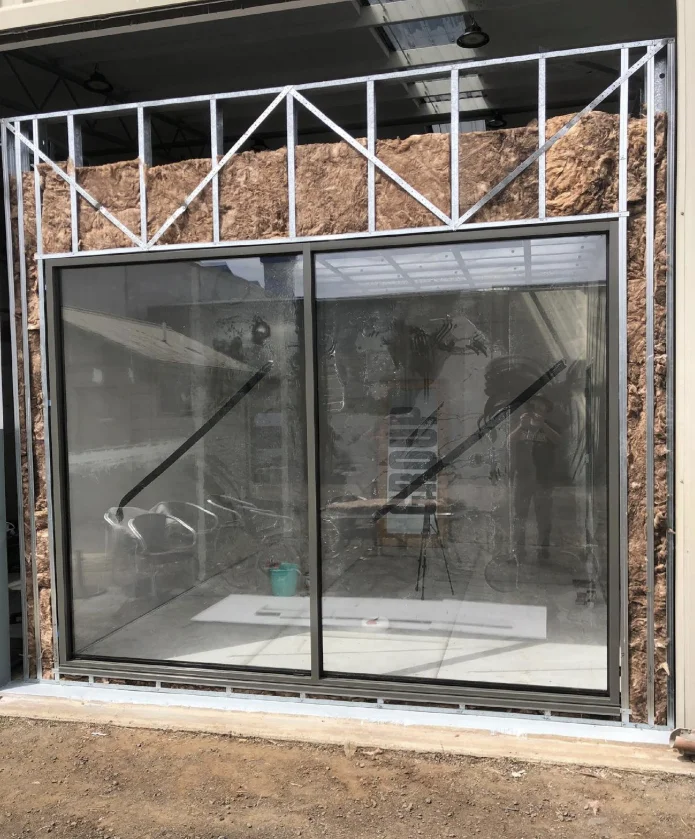 Commercial double-glazed window installed in the north wall