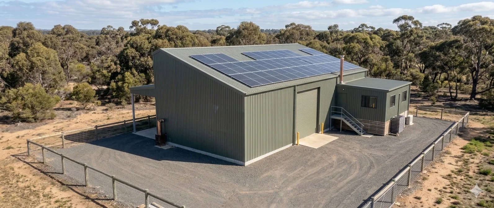 Industrial solar and battery system on warehouse