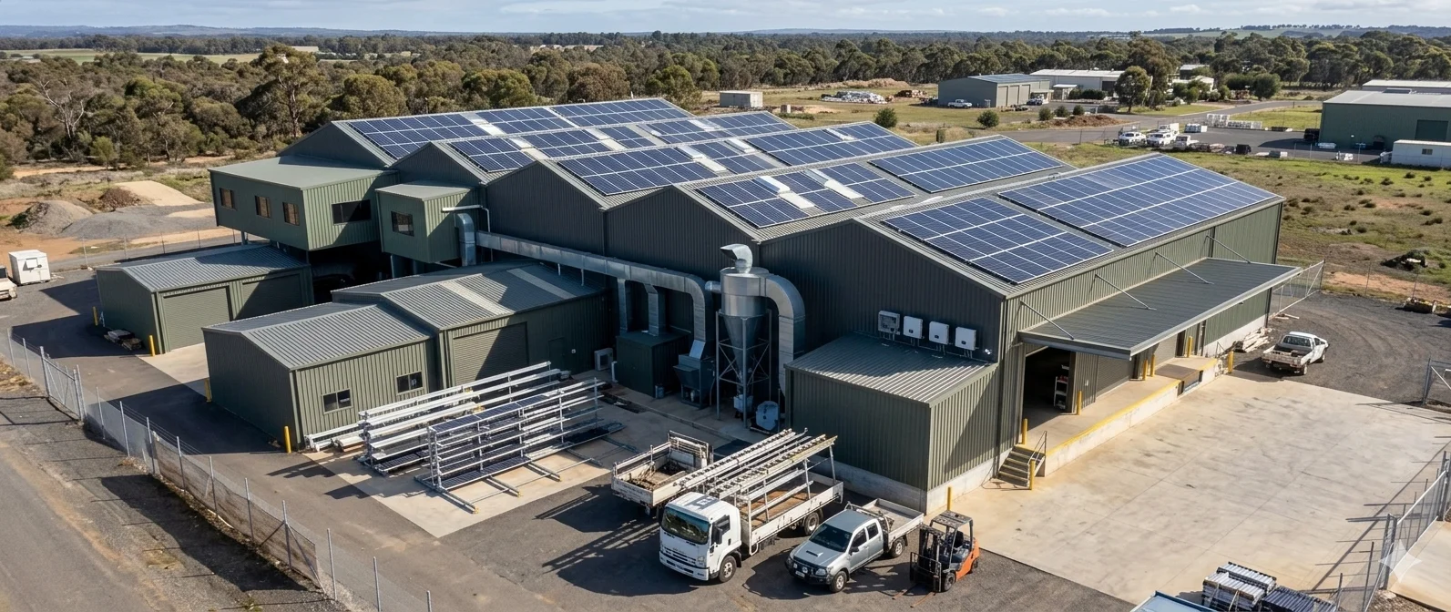 Large commercial solar installation on industrial facility