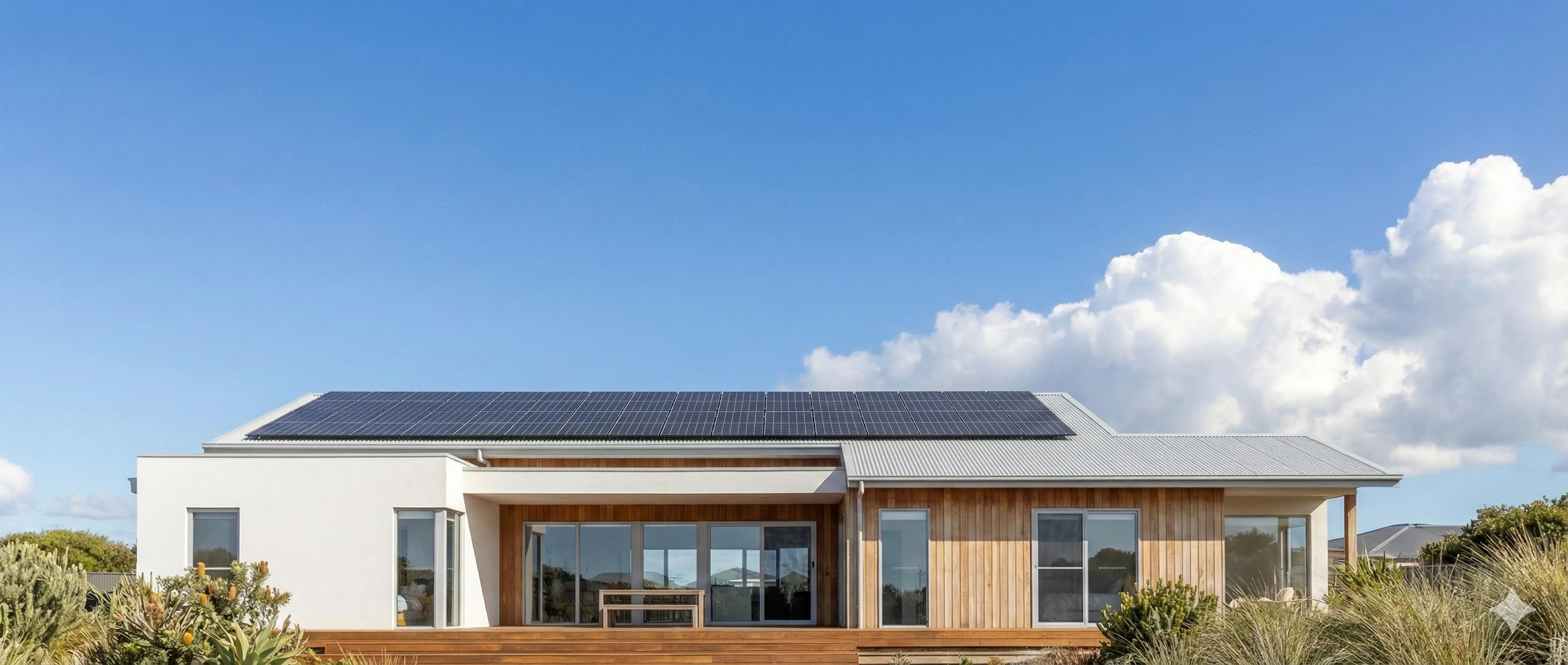 Modern residential home with full solar panel system by EES