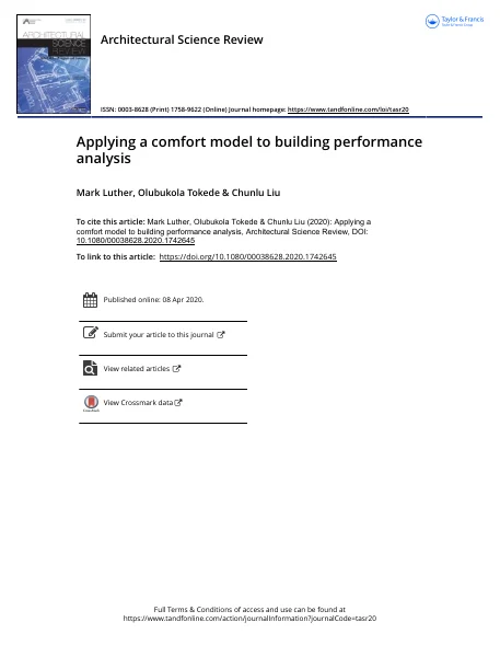 First page of Applying a Comfort Model paper